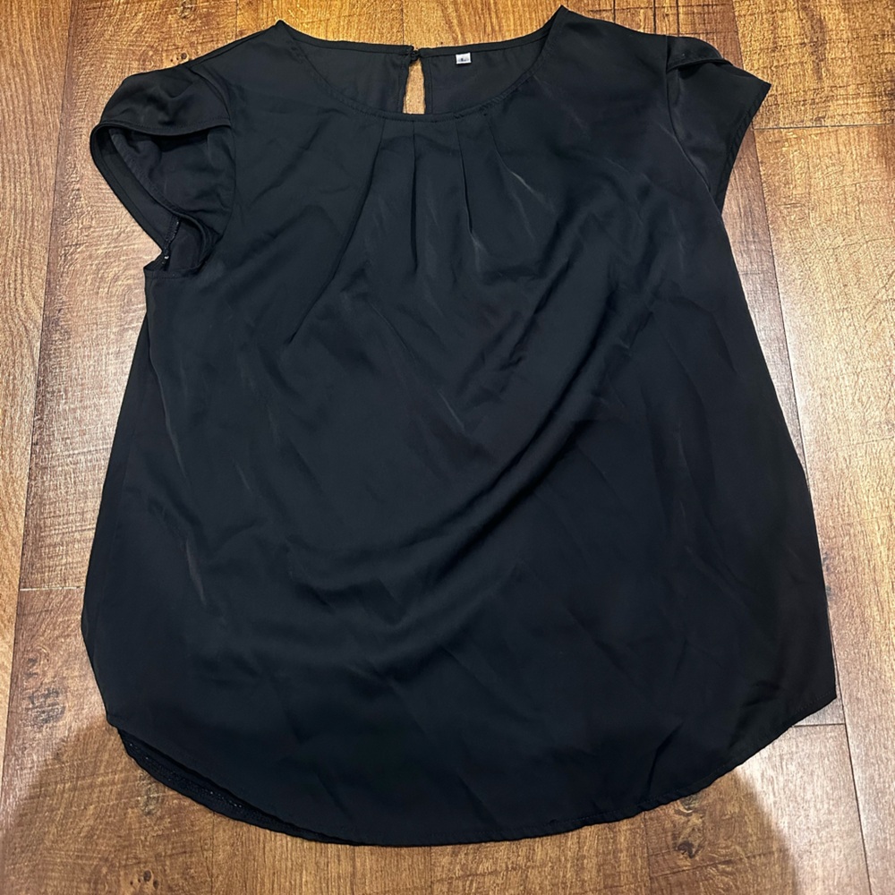 Black Cap Sleeve Blouse